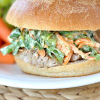 Turkey Burgers with Romaine and Carrot Slaw